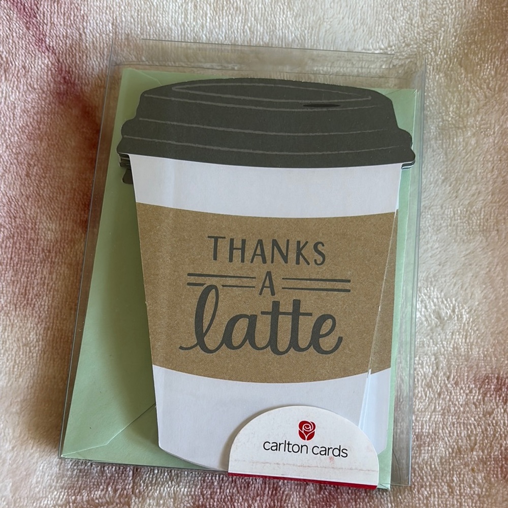 Carlton Cards “Thanks A Latte” Coffee Cup Thank You Cards Set of 10 NWT